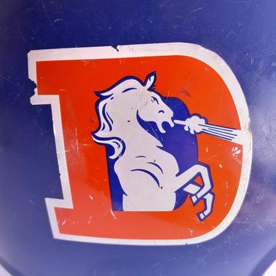Denver Bronco collectibles, Helmet, Pin back Buttons, and 1976 Schedule Coin