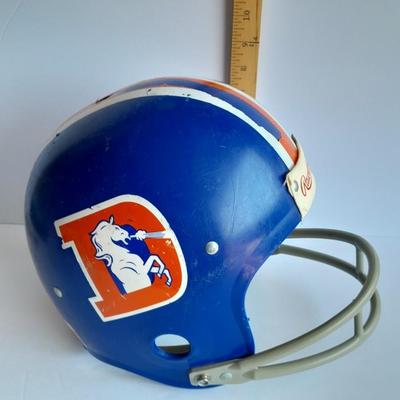 Denver Bronco collectibles, Helmet, Pin back Buttons, and 1976 Schedule Coin