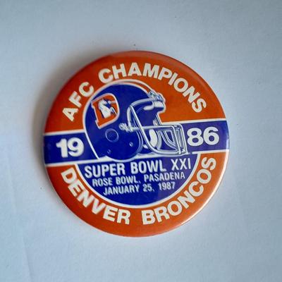 Denver Bronco collectibles, Helmet, Pin back Buttons, and 1976 Schedule Coin