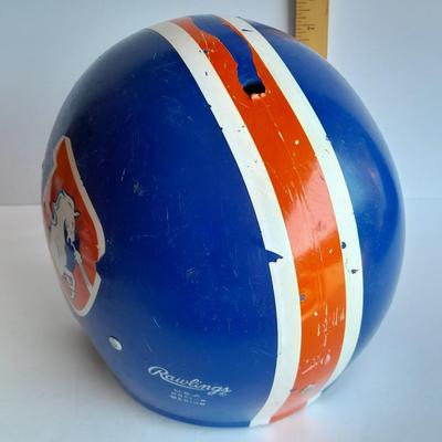 Denver Bronco collectibles, Helmet, Pin back Buttons, and 1976 Schedule Coin