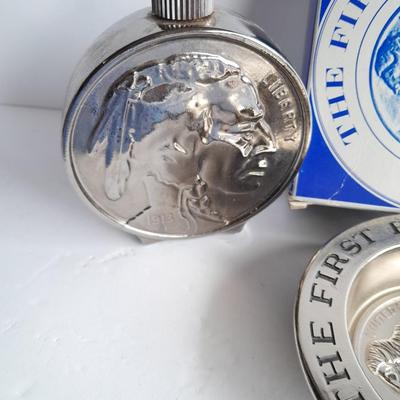 Buffalo Head Nickel Soap, Soap Dish, Bottle and COINS in case!