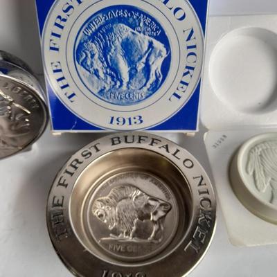 Buffalo Head Nickel Soap, Soap Dish, Bottle and COINS in case!
