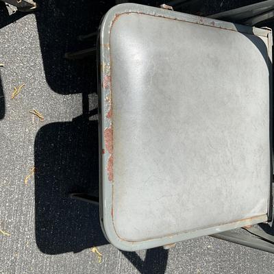 693 Set of Vintage Metal and Vinyl Folding Chairs
