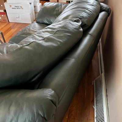 Green Leather Love Seat 