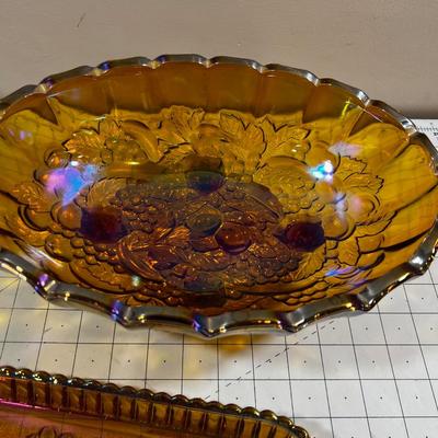 2 Pieces of Carnival Glass Tray and a Bowl