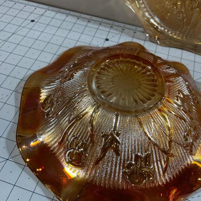 Iris and Herring Bone Iridescent Glass (3) 