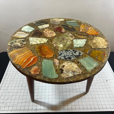 Rock Slices in Resin Lucite Small Table! 
