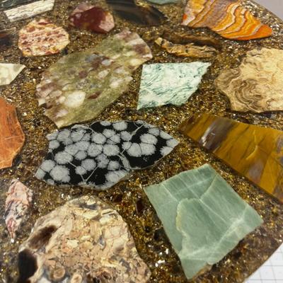 Rock Slices in Resin Lucite Small Table! 