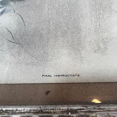 Antique Print of Woman and a Dog