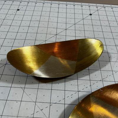 2 Mid Century Brass and Copper Trays, 