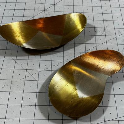 2 Mid Century Brass and Copper Trays, 