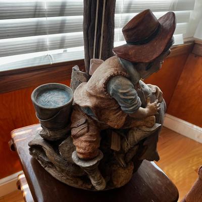 Awesome Clay Fisherman and Fish Lamp