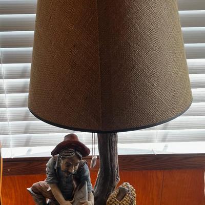 Awesome Clay Fisherman and Fish Lamp