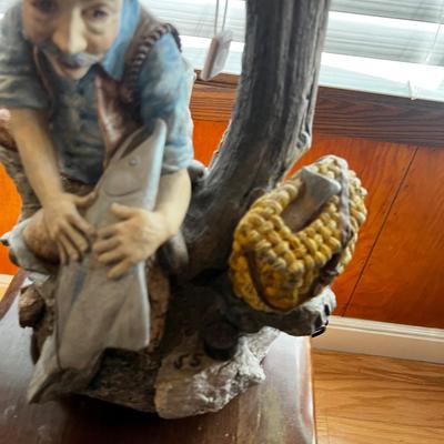 Awesome Clay Fisherman and Fish Lamp
