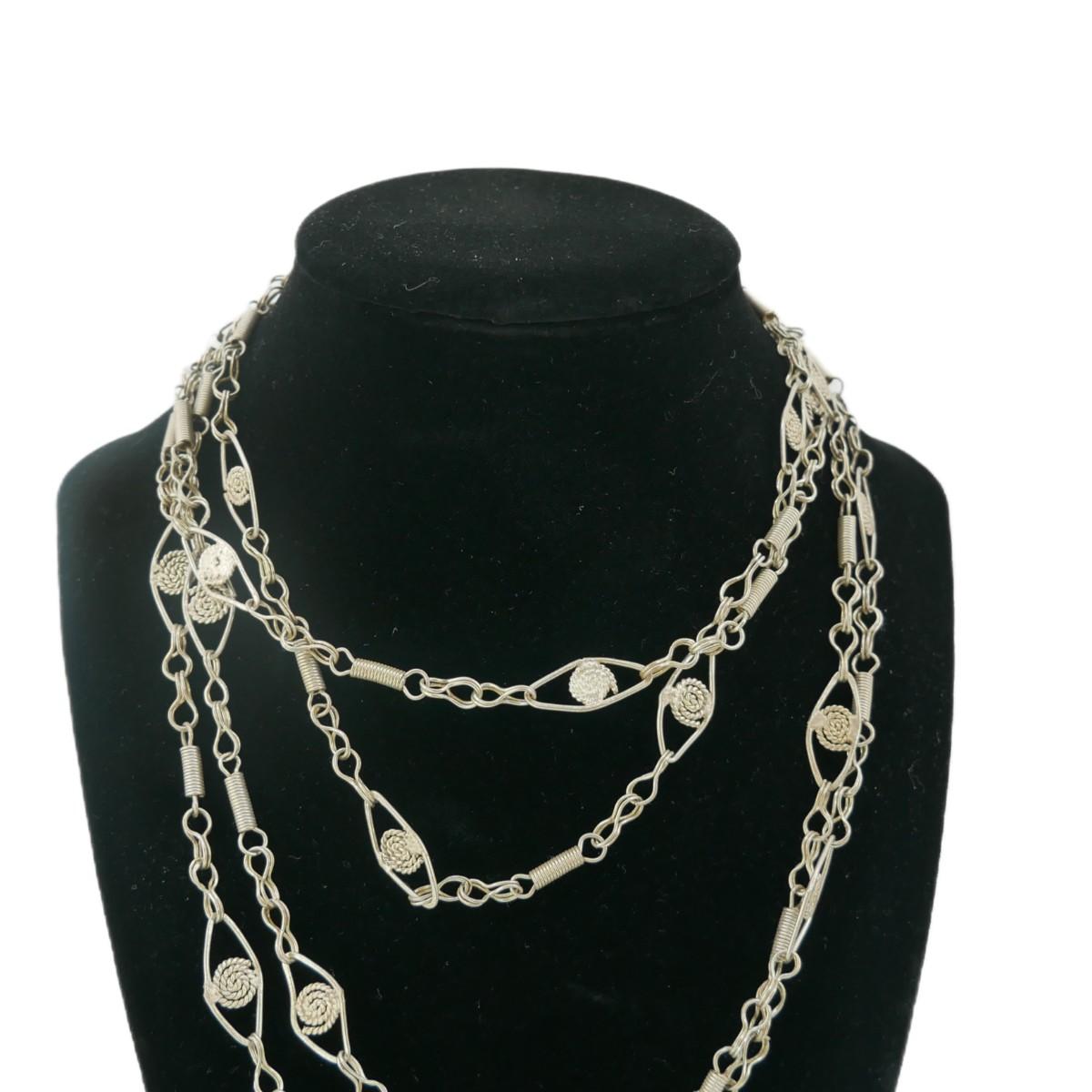 Long Vintage Silver Necklace