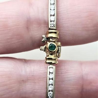 Lot #186J  14kt Yellow Gold, Diamond & Emerald Bracelet