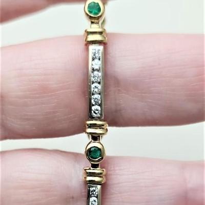 Lot #186J  14kt Yellow Gold, Diamond & Emerald Bracelet