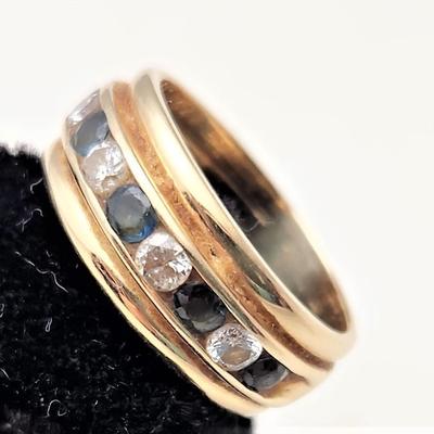 Lot #187J  14kt Yellow Gold Ring set with Diamonds & Sapphires