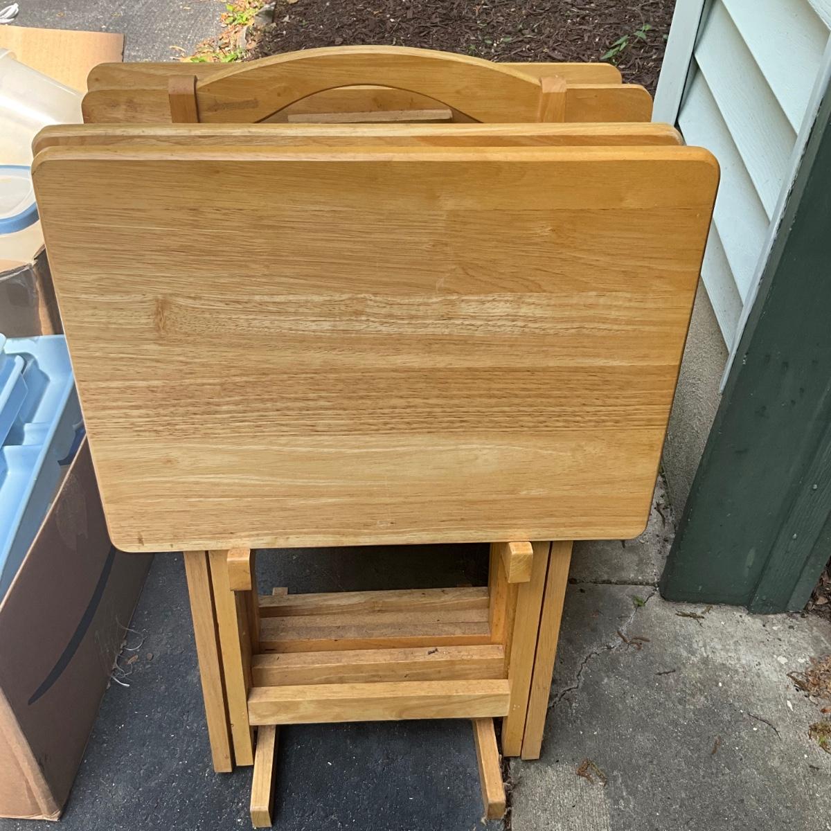Lot 638 Set of Four Wooden TV Trays