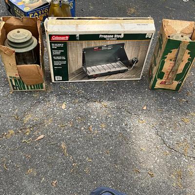 Lot 704 Coleman Propane Stove with Two Lanterns