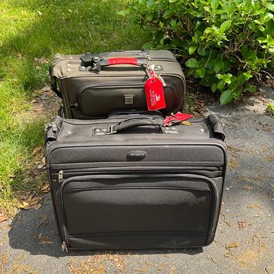 Lot 707  One Sharper Image Suitcase & One Samsonite Rolling Clothing Bag