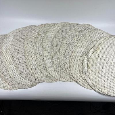 Lot of White Non-Skid Material Grid Pattern Design Placemats