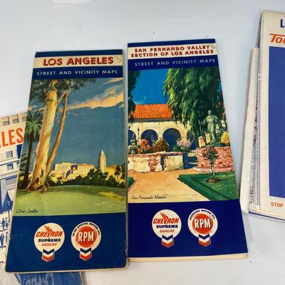 Mixed Lot of Various Vintage Los Angeles California Road City Fold Out Maps