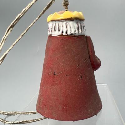Vintage Wiseman Religious Christmas Holiday Clay Pottery Hanging Decor Bell