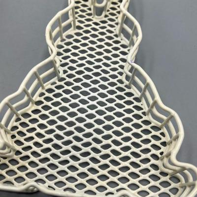 White Easter Bunny Silhouettes Coated Wire Trinket Tray Holiday Decor Baskets