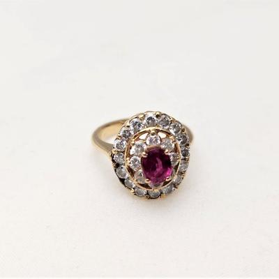 Lot #189J  14kt Yellow Gold Ruby and Diamond Cocktail Ring