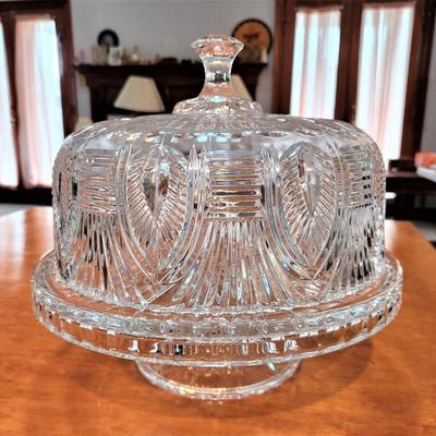 Lot #193  Heavy Pressed glass Cake Plate on Stand