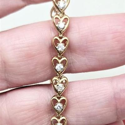 Lot #199J   14kt Yellow Gold/Diamond Eternity Bracelet with Heart Motif