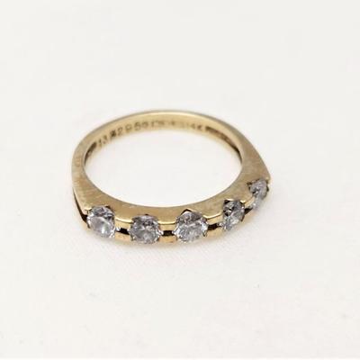 Lot 200J  14kt Yellow Gold Ring set with 5 diamonds - size 6.5