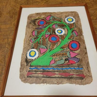 Primitive Art on Bark and a Fossil (1BLR-DW)
