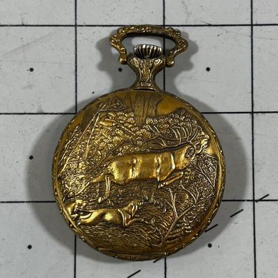Antique Brass Enamel Face Pocket Watch, Swiss Made