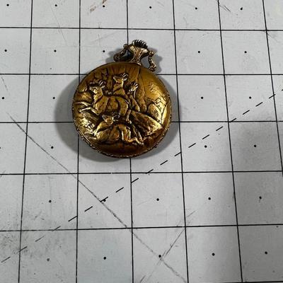 Antique Brass Enamel Face Pocket Watch, Swiss Made