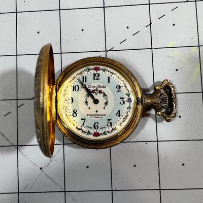 Antique Brass Enamel Face Pocket Watch, Swiss Made