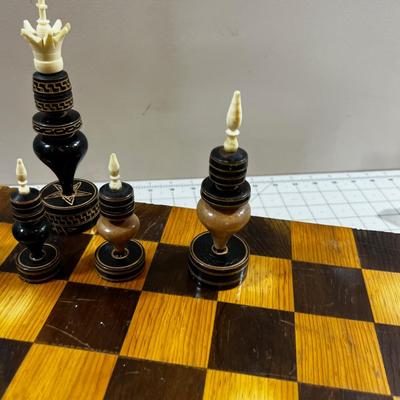 Turned wood / Carved Wood Chess Set With Box