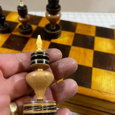 Turned wood / Carved Wood Chess Set With Box