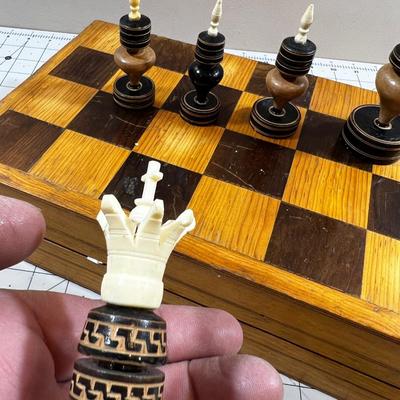 Turned wood / Carved Wood Chess Set With Box