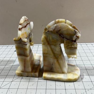 Alabaster Trojan Horse Bookends 