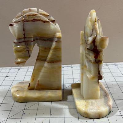 Alabaster Trojan Horse Bookends 