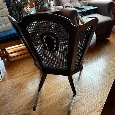Jacobian Walnut and Wicker Rocking Chair Antique 