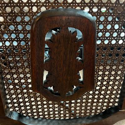 Jacobian Walnut and Wicker Rocking Chair Antique 