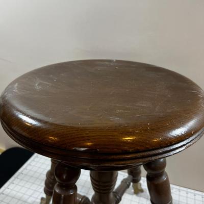 Oak Antique Piano Stool Brass Crystal Ball Claw Foot. 