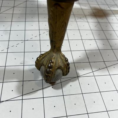 Oak Antique Piano Stool Brass Crystal Ball Claw Foot. 