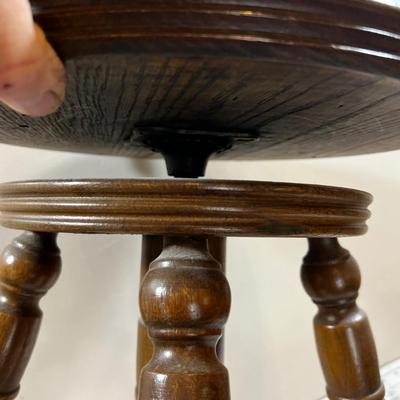 Oak Antique Piano Stool Brass Crystal Ball Claw Foot. 