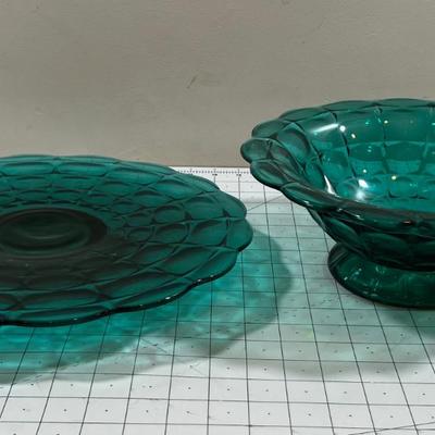 Green Turquoise Block Pattern Platter 