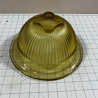 Amber Depression Glass Serving Bowl 