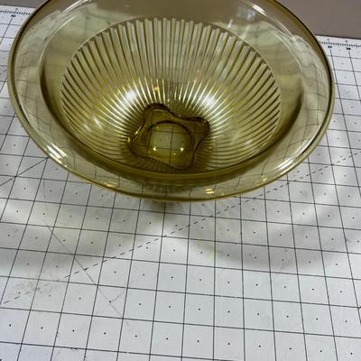 Amber Depression Glass Serving Bowl 